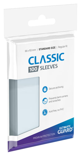 100 Protège-Cartes Ultimate Guard Classic - Sleeves Transparentes Souples - PokéSquad